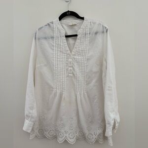 Macys White Cotton Blouse, Size XL
